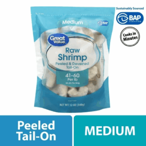 Great Value Frozen Raw Medium Peeled Deveined Tail-on Shrimp